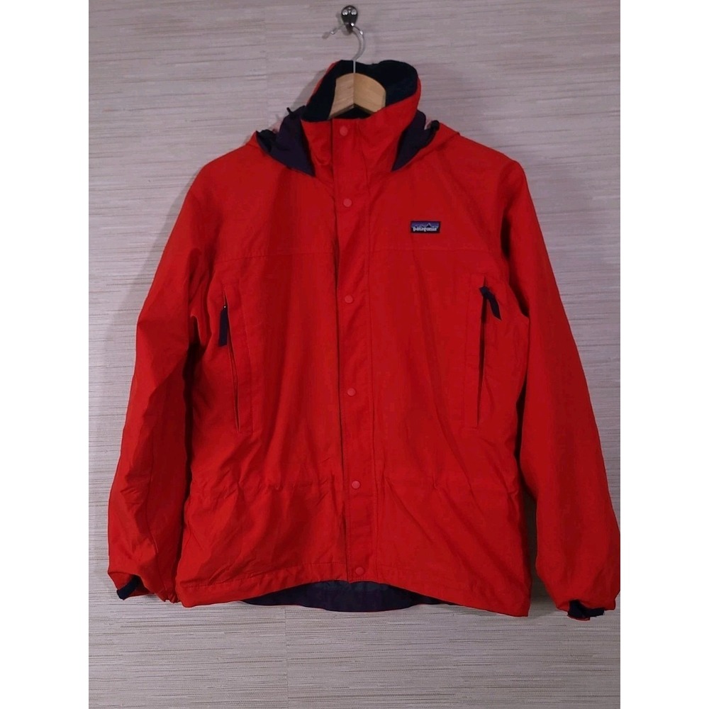 Patagonia Women's Jacket Red Hooded Rain Shell Full Zip Size S